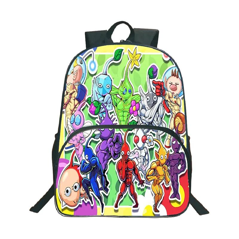 Pikmin 3D Cartoon Print Backpack Boy Girl Fashion Casual Pattern Schoolbag 16inch Fun Waterproof Knapsack DIY Custom Backpacks