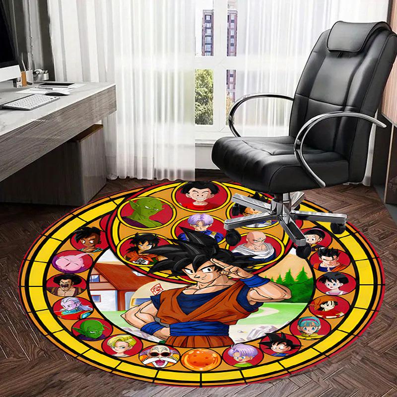 1pc Dragon Ball Characters Stained Glass Round carpet, Made of Polyester,Perfect for Decorating Office Chairs, Living Rooms,Vibrant Decorative Rug
