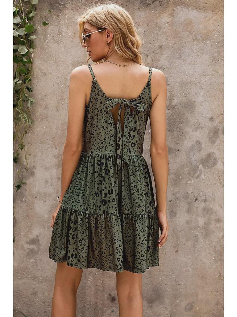 Women's Sexy Leopard Print Slim A-Line Suspender Dress