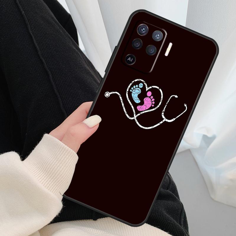 Cute Stethoscope Heart Case For Oppo A40 A60 A80 A5 Pro A15 A16 A17 A57 A77 A94 A74 A54 A76 A96 A18 A38 A58 A78 A98