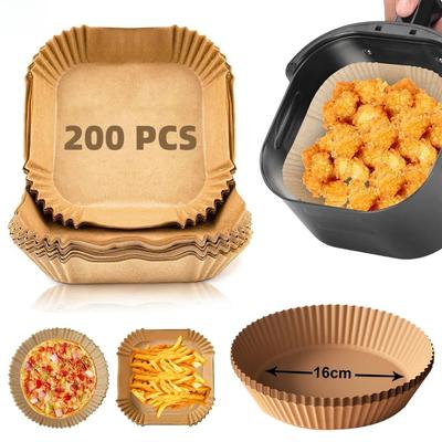 Air Fryer Paper Disposable Airfrying Baking Paper Round Square Air Fryer Liners Non-Stick Air Fryer Disposable Paper 50/100/200pcs