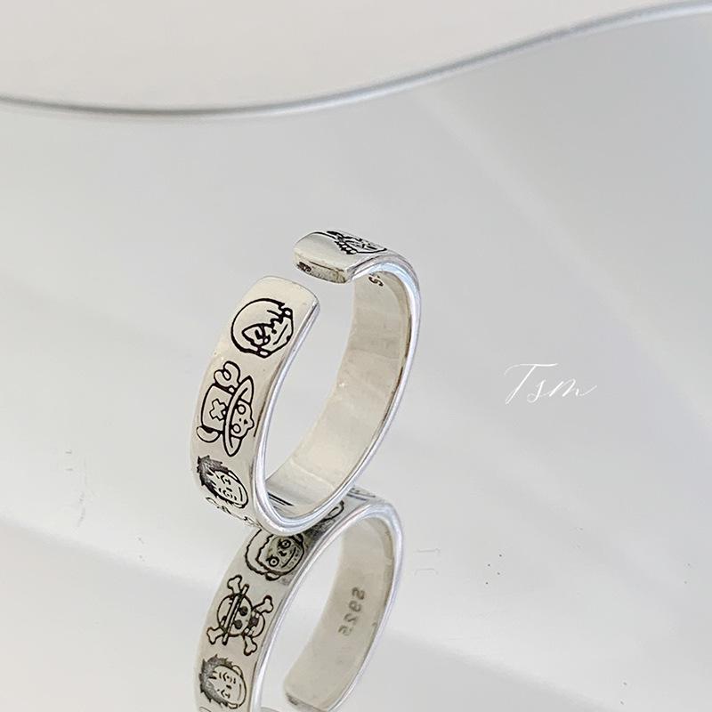 Adjustable Anime Character Graffiti Ring for Women – Hip Hop Punk Style