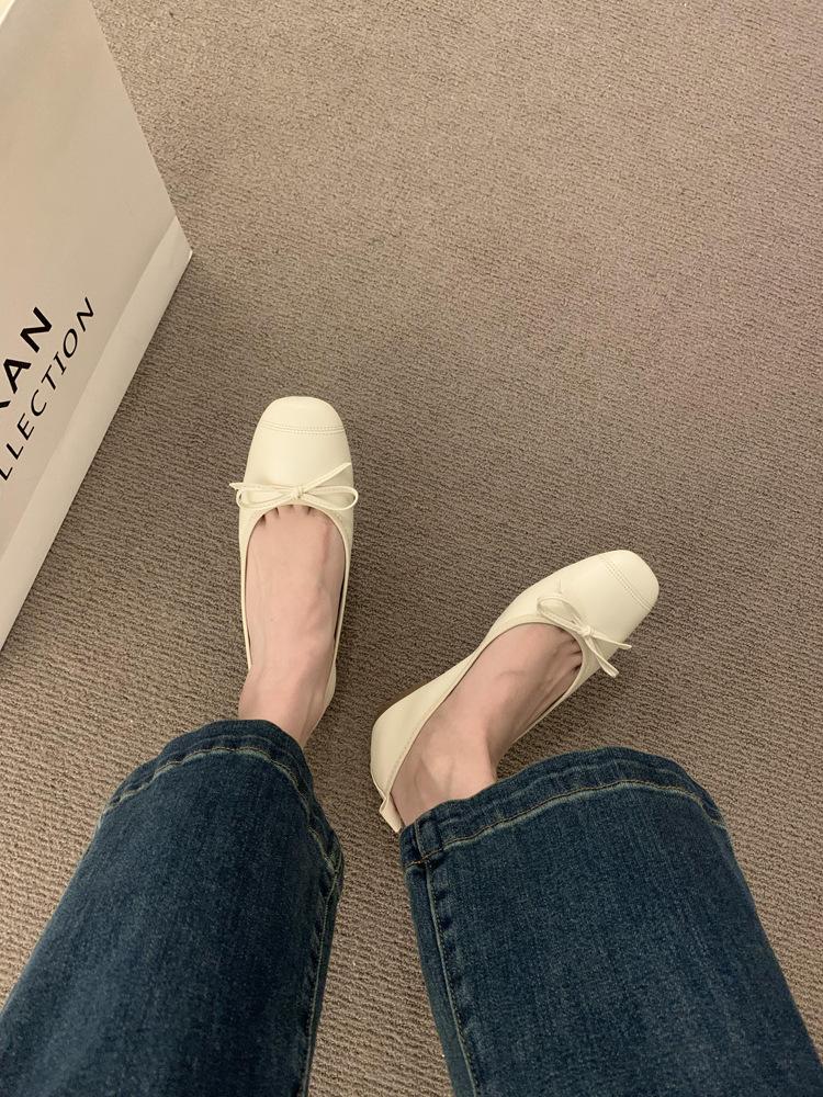 With skirt fairy style silver soft leather soft-soled grandma shoes, one pedal, light mouth ballet shoes, gentle evening single shoes