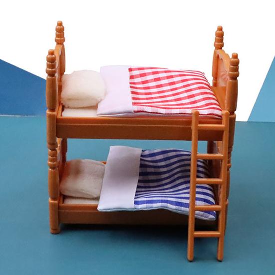 Dollhouse Bunk Bed Compact Lovely PVC Doll House Simulation Double Bed for Decoration
