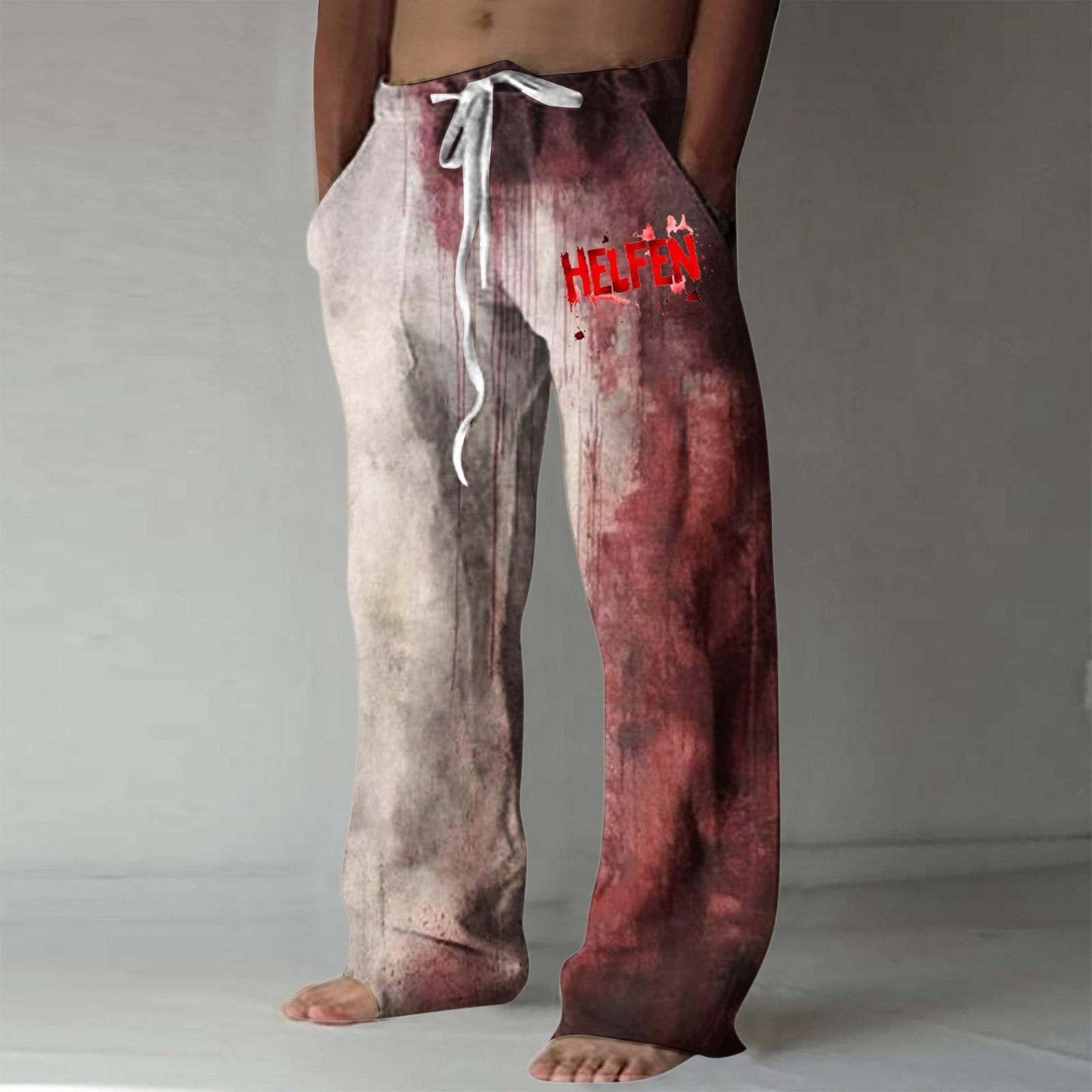 

Мужские повседневные свободные и удобные повседневные брюки, хлопковые льняные брюки с принтом на шнуровке XL