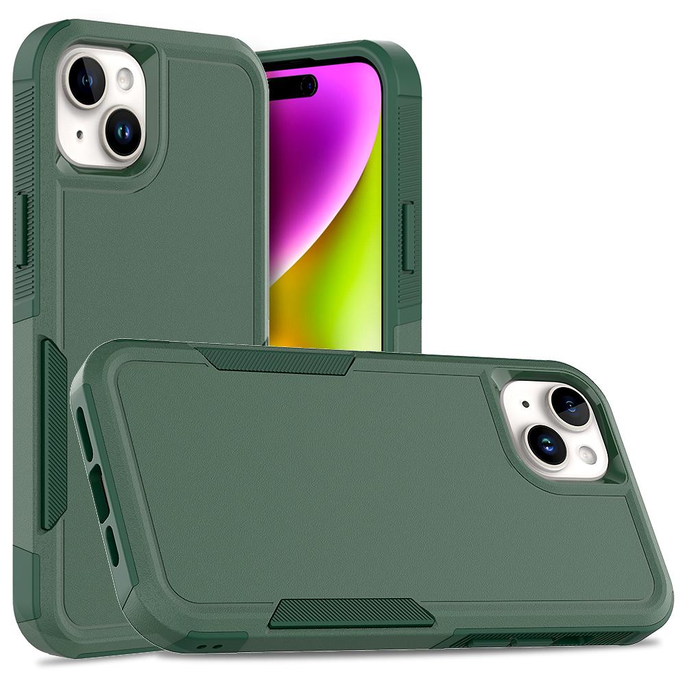 

For iPhone 15 Plus PC+TPU Dual Layer Protection Cover Drop-proof Phone Case Dark Green
