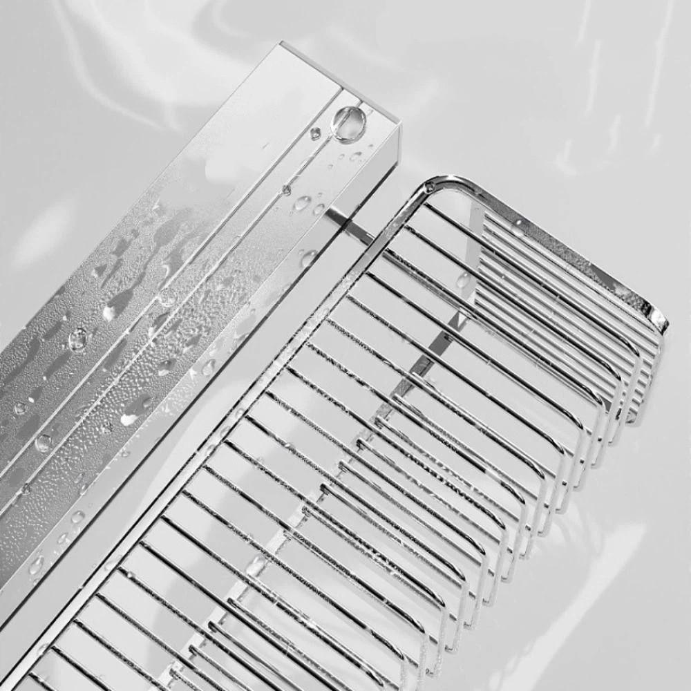 Stainless Steel Punch-free Wall Storage Rack Wall Mounted Toothbrush Holder Bathroom