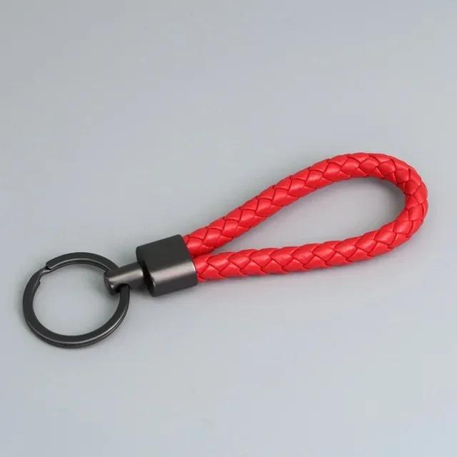 New 1PC PU Woven Key Ring, Gift Leather Keychain, Leather Rope Key Chain, Multifunctional Car Key Accessories, Car Accessories