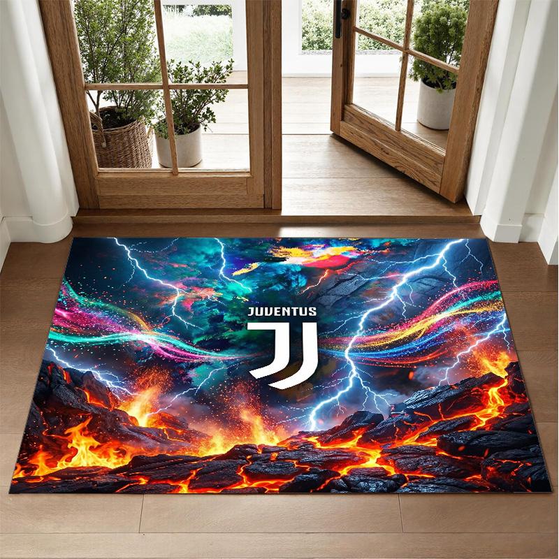 Juventus FC Design Crystal Velvet Rug Soft Decorative Mat for Bedroom Entrance