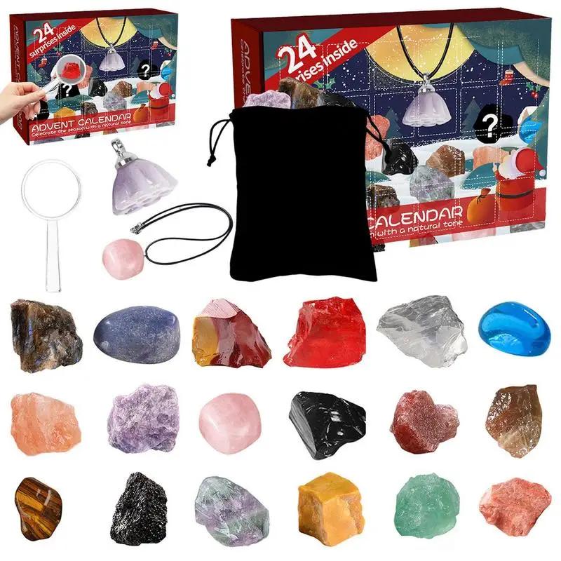 

Рождественский Адвент-календарь, 24-дневный праздничный отсчет до Нового года, Адвент-календари с камнями, драгоценными камнями, 24-дневный адвент-календарь с драгоценными камнями one size