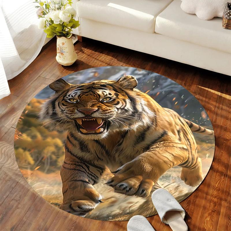 1Pc Tiger theme Circular Print Rug - home decoration Carpet For Living Room Bedroom Flooring Computer Chair Area Rug