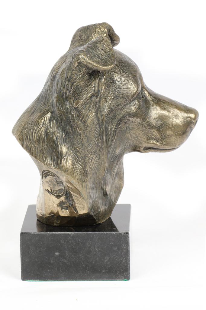 Border Collie - Dog Statue, Bust On Stone Base, Sculpture, Trophy for Dog Show by Art-Dog Brand