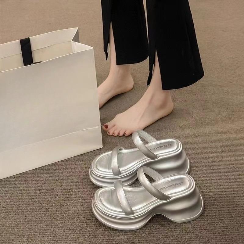 Slippers New Style Shoes Thick-soled Shoes Thick Heels One-strap Height-increasing Sandals