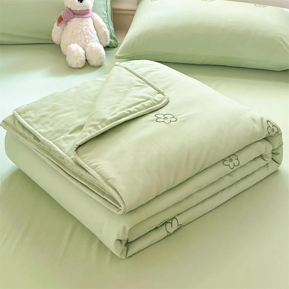 

WTEMPO Four Seasons легкие мягкие одеяла ретро элегантные принтованные большие размеры простые складные одеяла ретро утолщенные мягкие студенческие одеяла для общежития 150*200cm зелёный