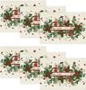 Blätter Stechpalme Weihnachten Tischsets Set von 6, 12x18 Zoll Saisonale Winter-Tischsets für Party Küche Esstisch Dekoration