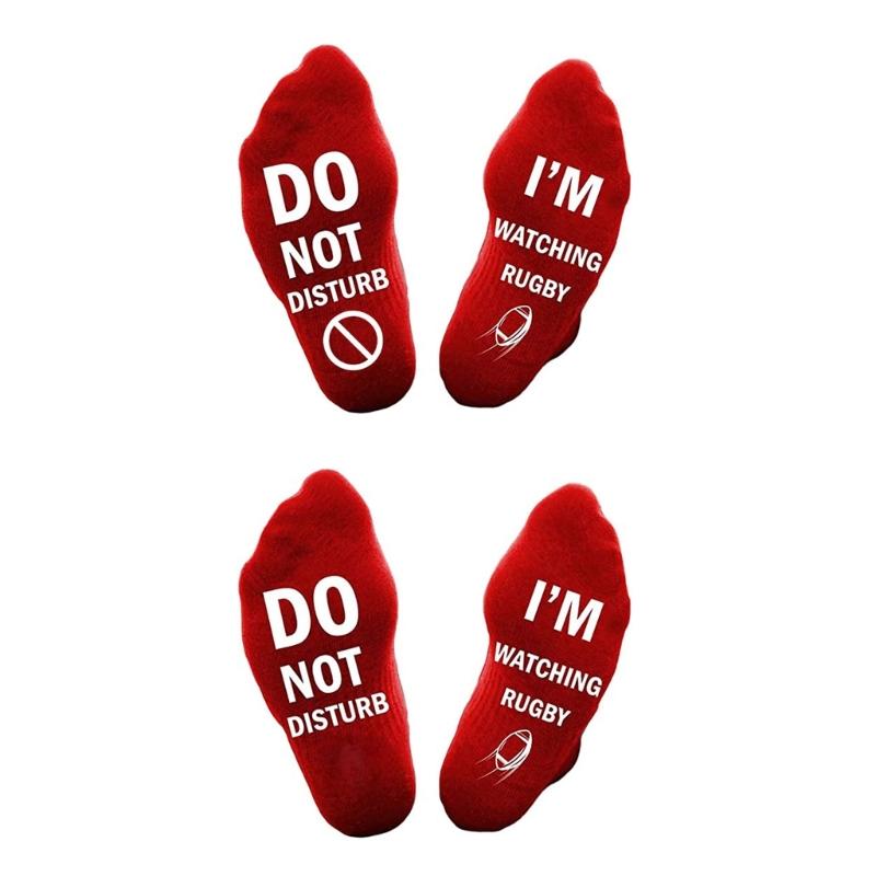 Women Men Unisex Dot Not Disturb I Watching Rugby Novelty Crazy Cotton Socks for Sports TV Fans Funny Hosiery Gifts