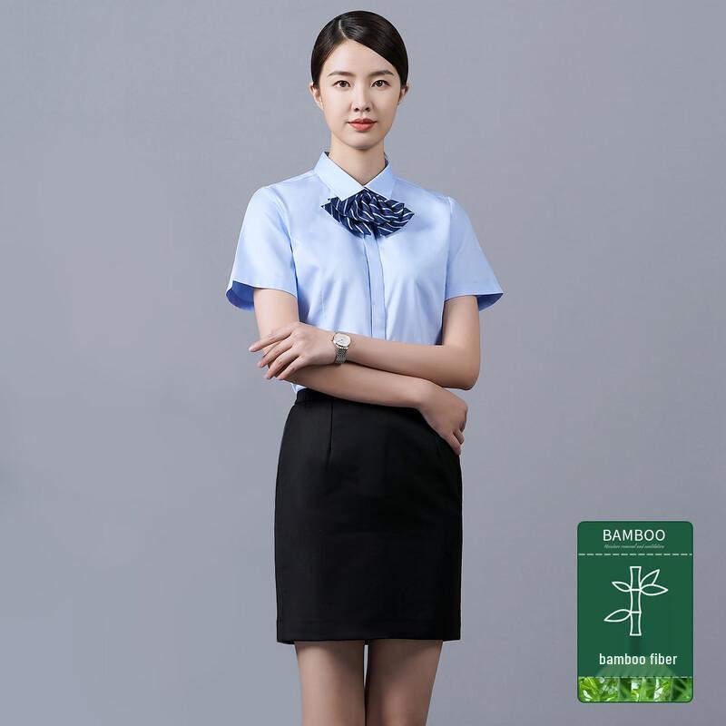 

Luomeng Women s Light Blue Short Sleeve Business Casual Shirt 41