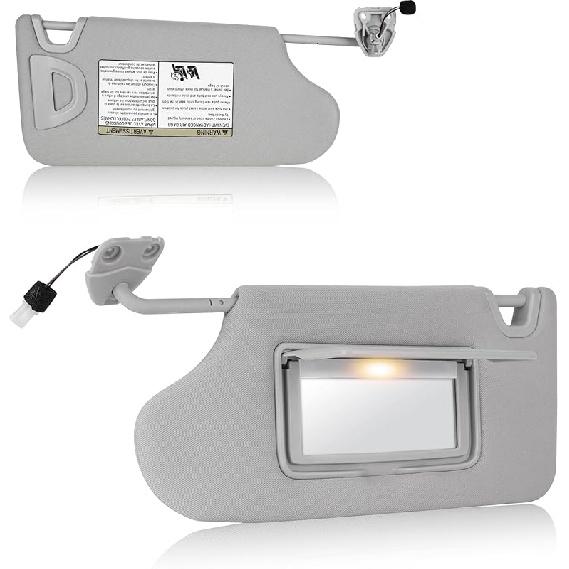 Right Passenger Side Sun Visor With Light For Nissan Altima 2013 2014 2015 2016 2017 2018, Without Sunroof Replaces 96400-3TA2A Gray