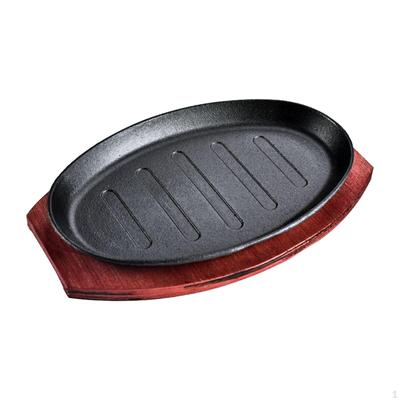 Set di padelle per barbecue in ghisa con vassoio in bambù - Ideale per grigliare