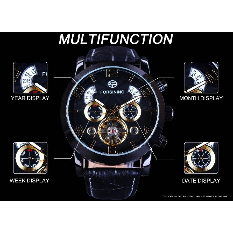 Forsining Men Fashion Casual Dial Tourbillon Mechanical Watch
