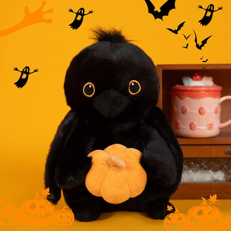30cm Vrána Plyšové Hračky Kawaii Vrána Držící Dýni Panenka Atmosféra Halloweenská Párty Dekorace Společník Panenka Festivalový Dárek Pro Přítele