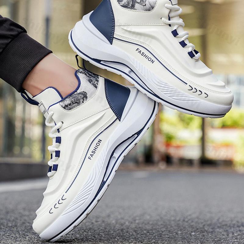 Men's High Top Sneakers Autumn Trend Comfort Wear-resistant Platform Casual Shoes Height Increase Lace Up Non Slip Running Shoes