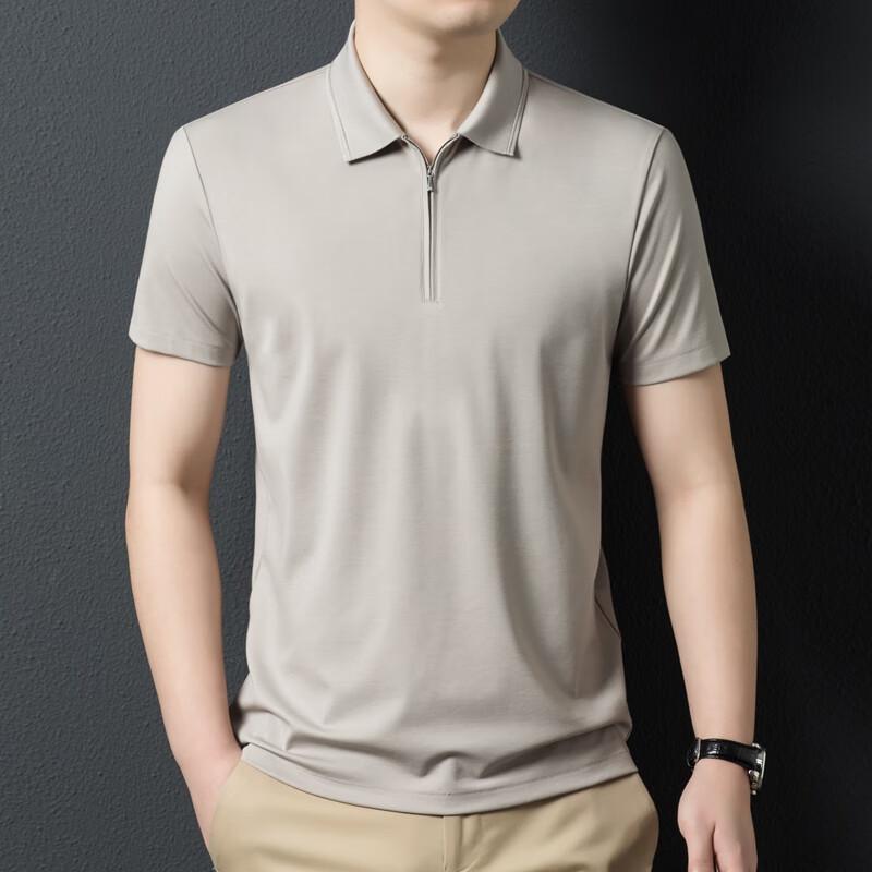 Men s Mulberry Silk Blend Zipper Polo Shirt 180/XL