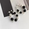 Silver Needle Design Broken Silver Black Agate Earrings Niche Trendy Cool Stud Earrings Women