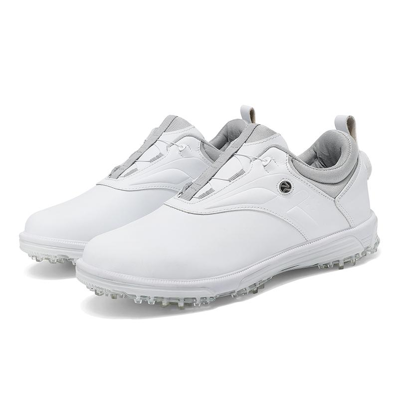 

Профессиональная мужская обувь для гольфа Уличные кожаные кроссовки Большой размер Черно-белый Модная мужская мягкая обувь для ходьбы по полю для гольфа 40 белый