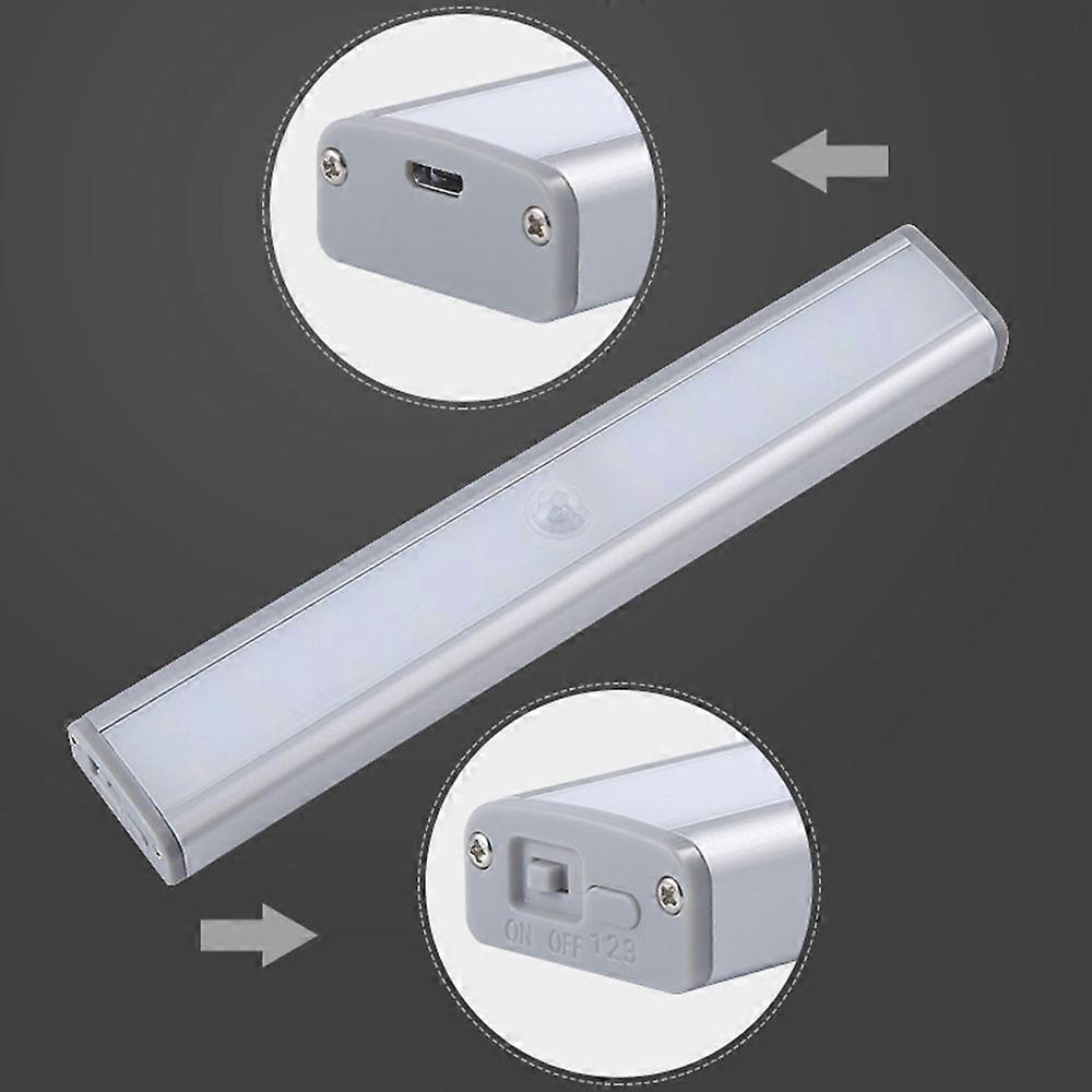 3x LED Motion Sensor Under Cabinet Closet Light USB Rechargeable Kitchen Lamp Strip