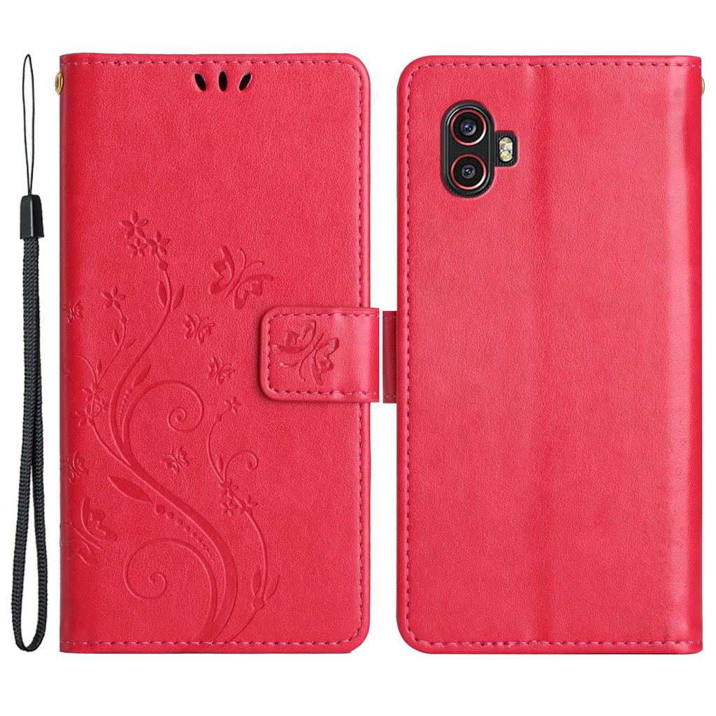 For Samsung Galaxy Xcover6 Pro 5G Wallet Phone Case Butterfly Floral Leather Flip Cover