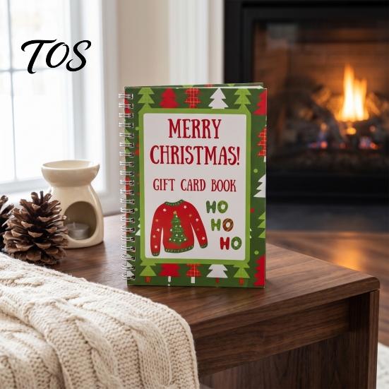 Secret Santa Gift Ideas Christmas Card Book, 10-Page Holiday Holder with Write-On Money Notes, Festive Paper Booklet for Xmas Exchange, Stocking
