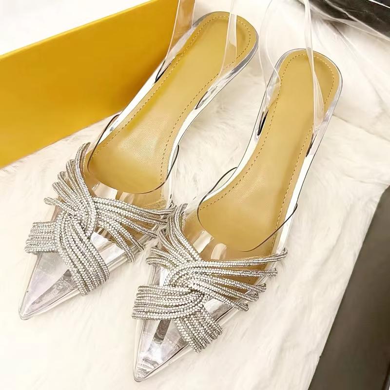 

Модные Роскошные Босоножки Женские из Прозрачного ПВХ со Стразами в Виде Креста, с Острым Носком и Тонким Каблуком, Нескользящие Шлепанцы, Элегантные Модные Свадебные Туфли 40 серебряный