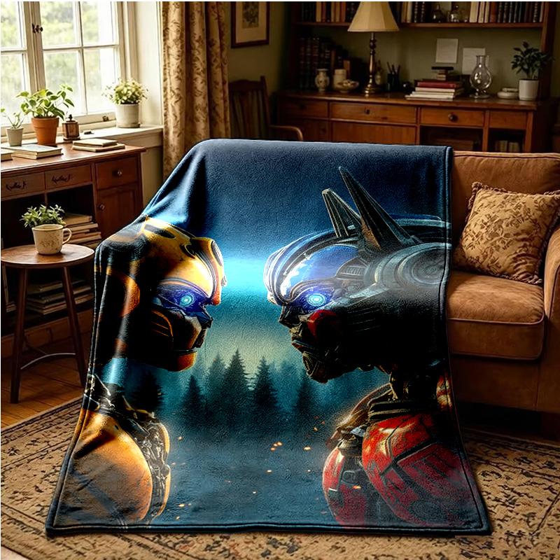Trans-formers Adventure Throws Blanket Flannel Blankets Plush for Couch Bed Gifts for Men Women Travel picnic blanket Christmas fan gifts