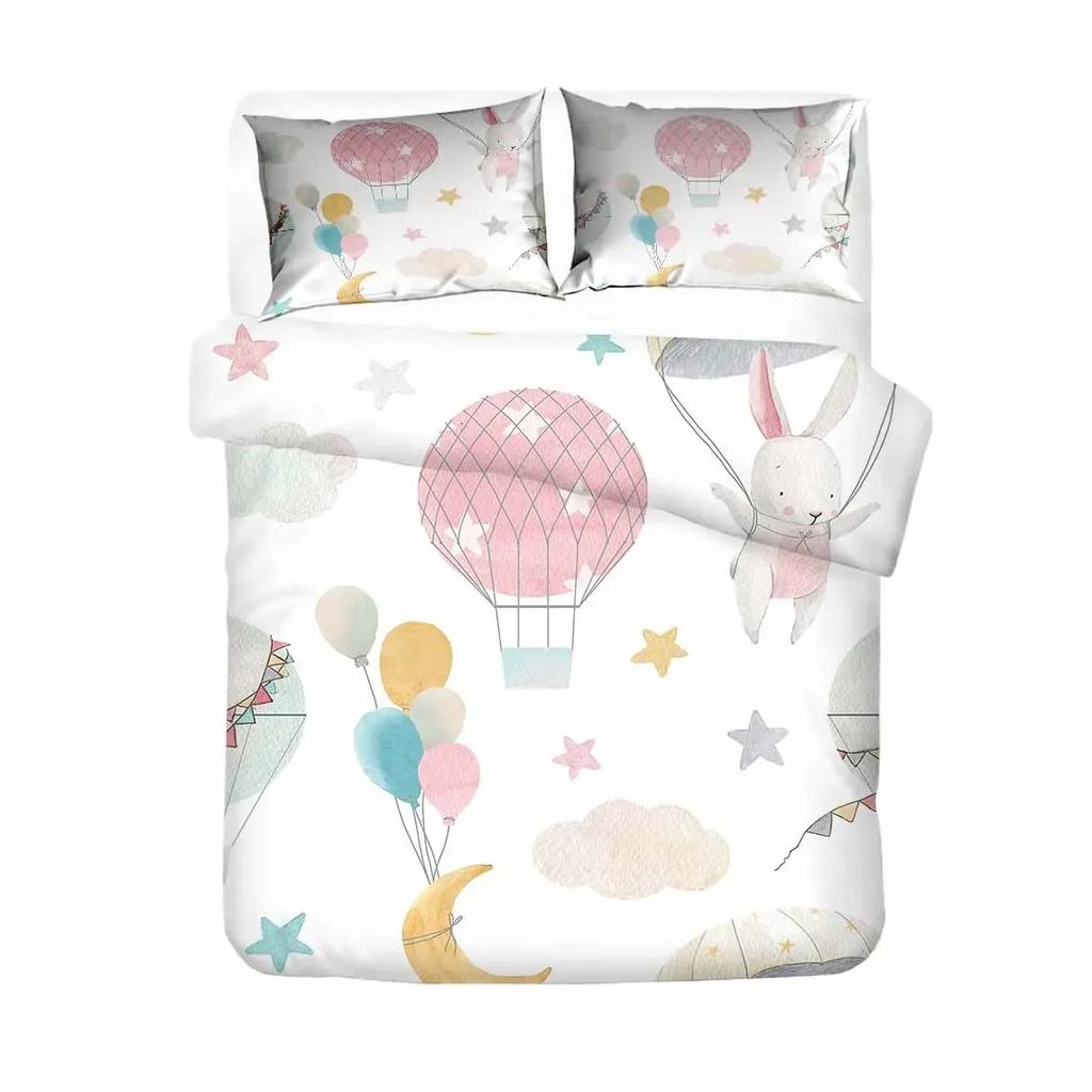 Rose Flower Balon Bedclothes 2/3Pcs Comfortable Soft with Soft Fabric Duvet Cover Set Pilow Case Beding Sets EU/US/AU/UK Single Twin Double Quen