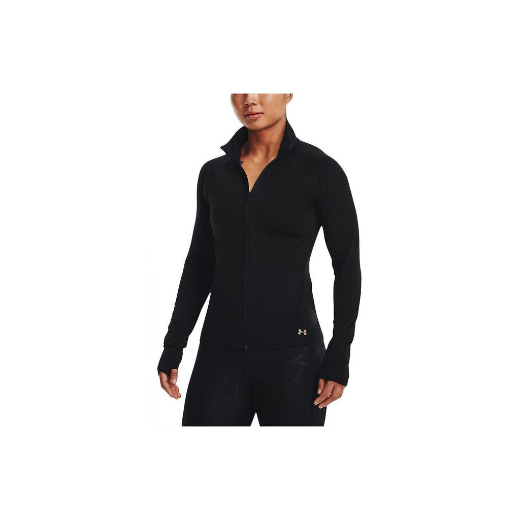Under Armour Rush Solid Color Logo Zip-Up Sports Jacket Women Jackets Black 1379044-001