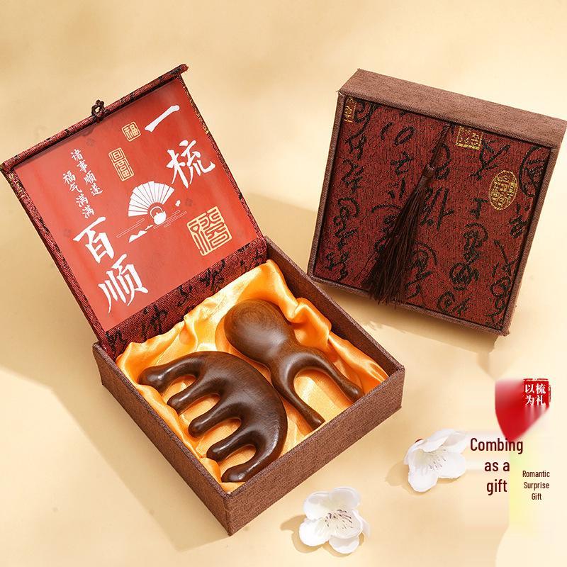 Chinese Sandalwood Comb Gift Set: Elegant Teacher's Birthday Souvenir for Girls