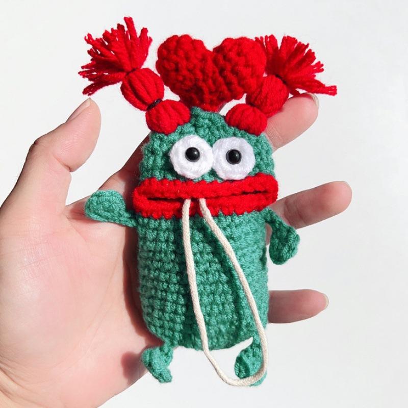 Hand-Crocheted Car Key Fob Cover, Big Mouth Key Protector, Cute Yarn Keychain for Car Keys, Unique Handmade Gift Car Key Cases