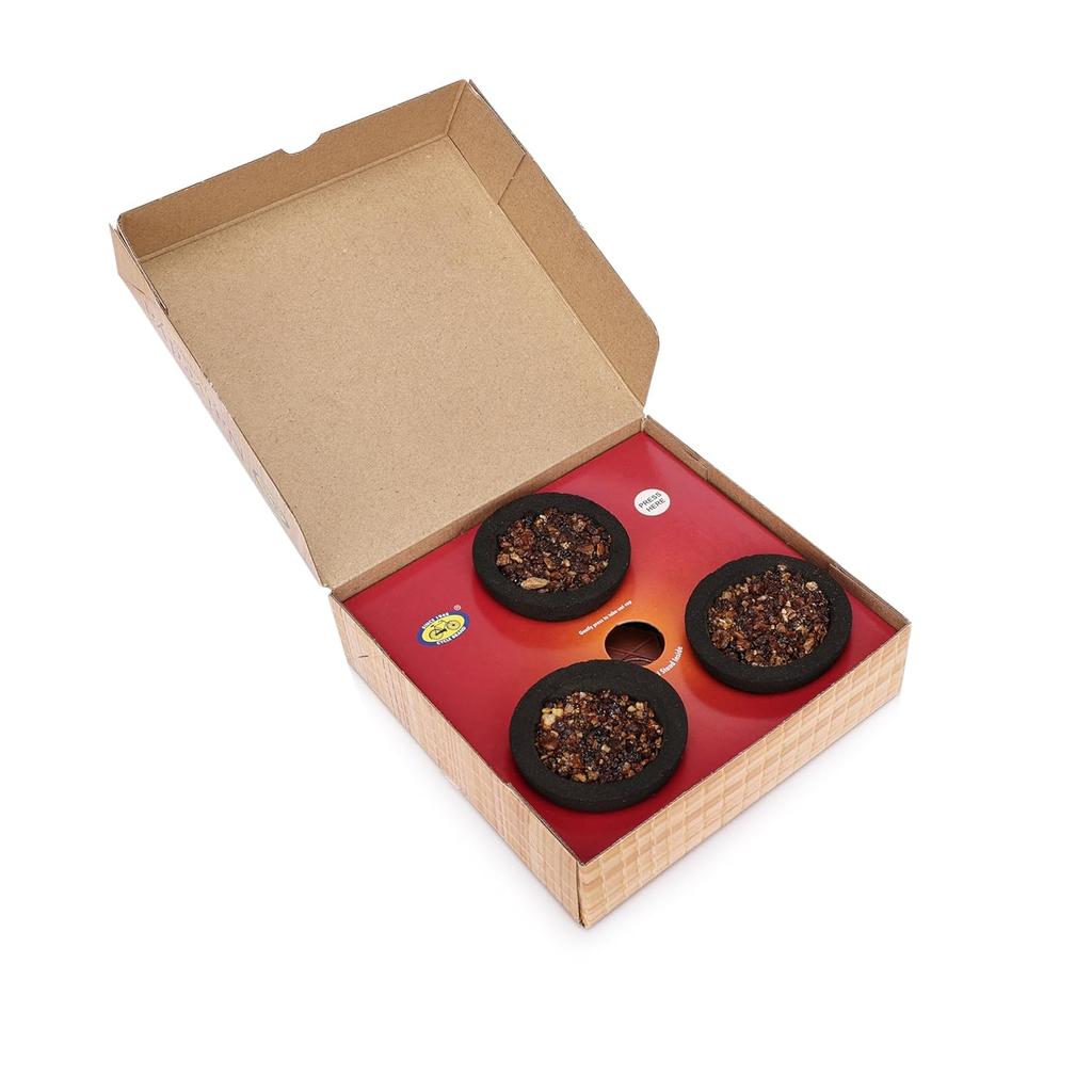 Cycle Pure Naivedya Jumbo Sambrani Dhoop 3 Cups+ 1 Burner Plate/Pack Cups for Pooja Home Festivals Strong Natural Guggal Fragrance Pack of 4