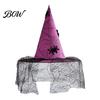 Gothic Wizard Costume Accessories Halloween Witch Hat, with Lace Mesh And Simulated Spiders, Unique Witchy Outfit for Adults Style Accessory, Parties