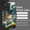 Tempered Glass Phone Case for Motorola Moto G85 G84 G75 G55 Edge 50 Fusion 40 Neo 30 Pro Japanese Ancient Structure Waves Cover