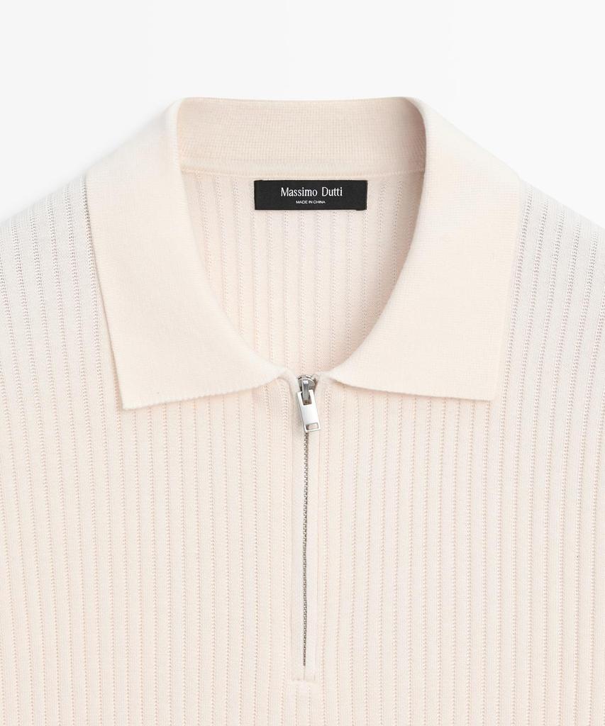 Masimodutti Zipper Collar Knit Polo Sweater
