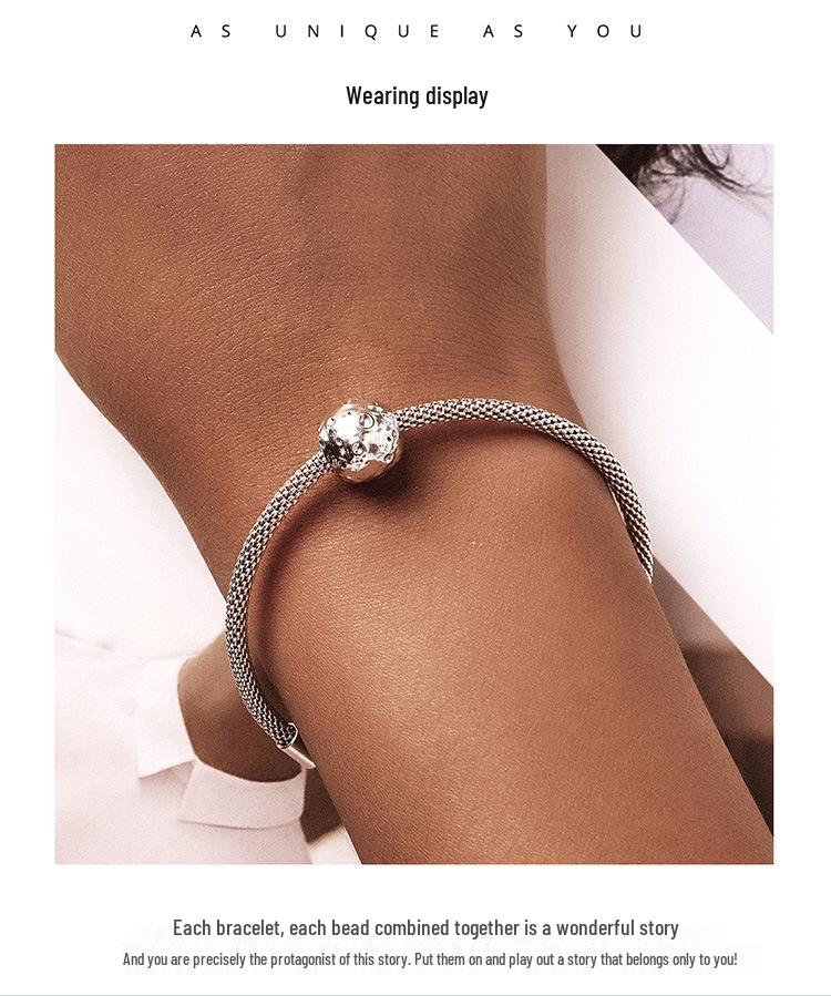 S925 Sterling Silver Moon and Star Beads Bracelet - DIY European Style