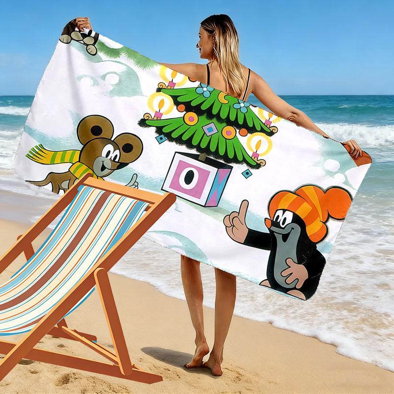 Krtek Art Print Beach Towel, Large Soft Quick Dry Towel for Beach Camping Swimming