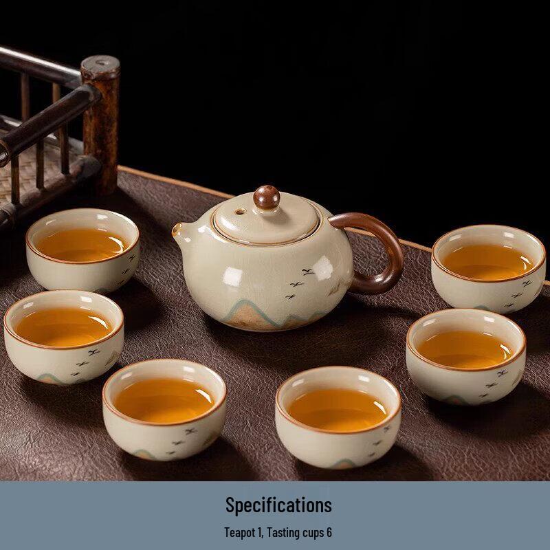 High-Grade Ru Ware Ceramic Kung Fu Tea Set