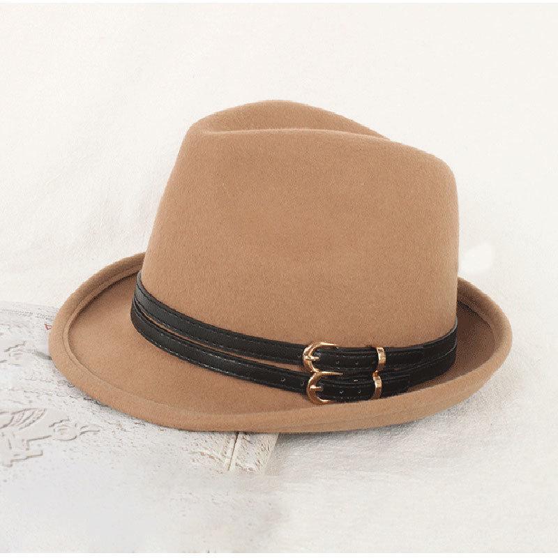Autumn and Winter New Top Hat Women's British Retro Woolen Hat Belt Felt Hat Fashionable Jazz Hat Trendy and Versatile