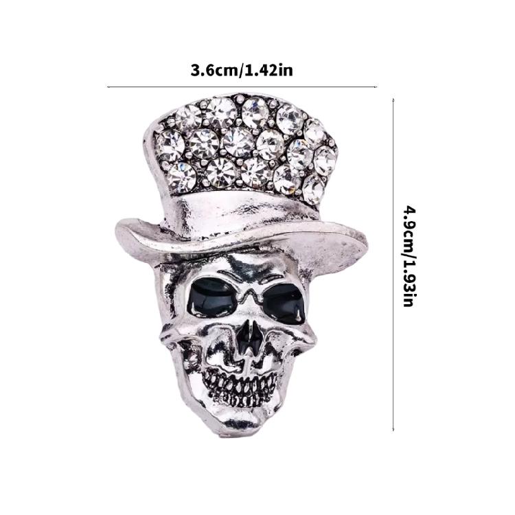 Unique Sparkling Pin Skull Clothing Jewelry with Artificial Crystal Skull Badge Suitable for Daily Wear Special Occasion