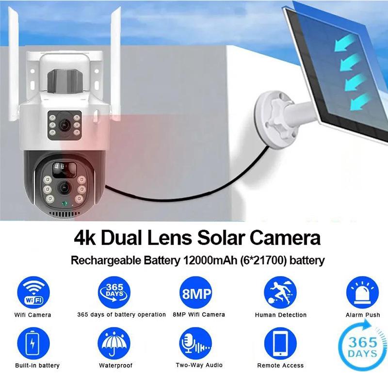 V380 PRO 4G Solar Dual Lens Remote Outdoor Monitoring Camera
