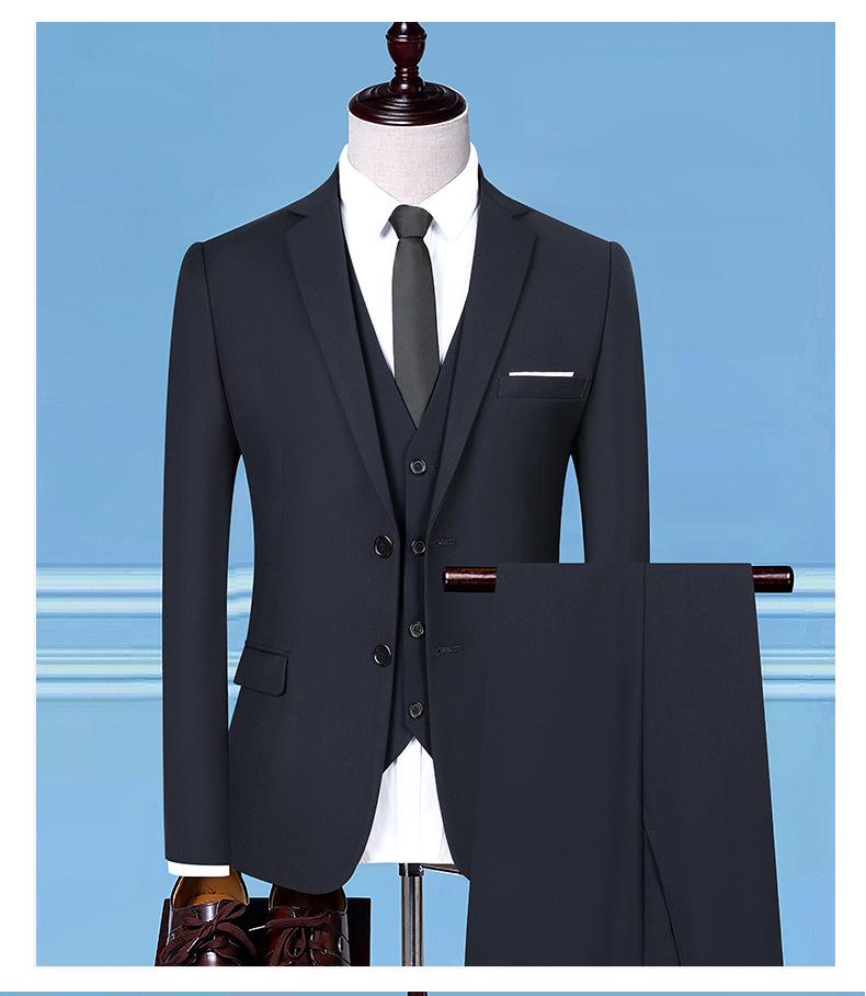 Men's Slim Fit Three-Piece Suit, Multi-Color British Wedding Tuxedo, Plus Size Groomsman Set