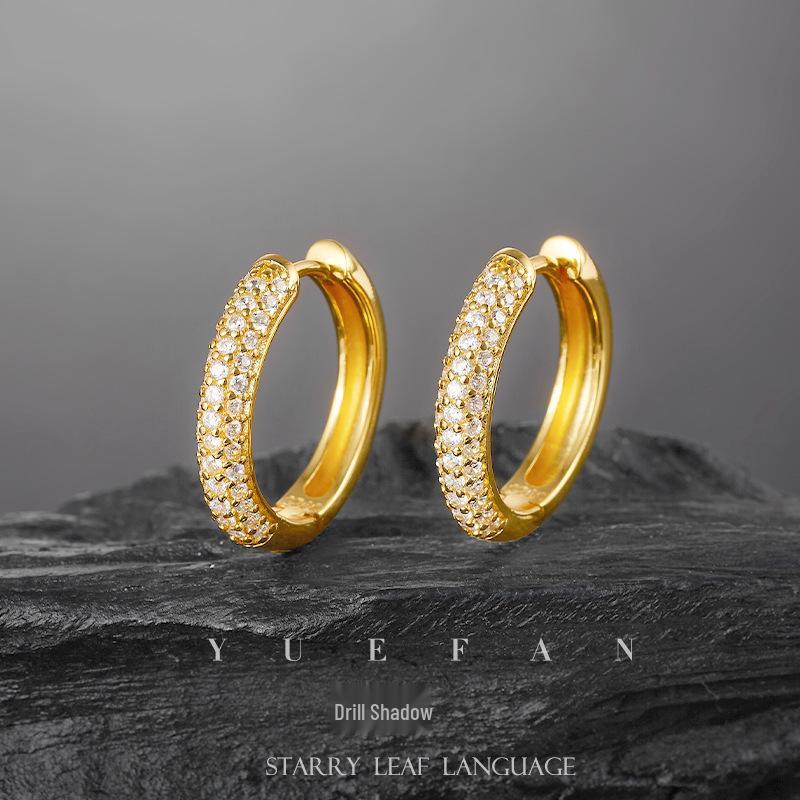 European & American Interlocking Full Diamond S925 Silver Earrings - Exquisite Niche Jewelry.